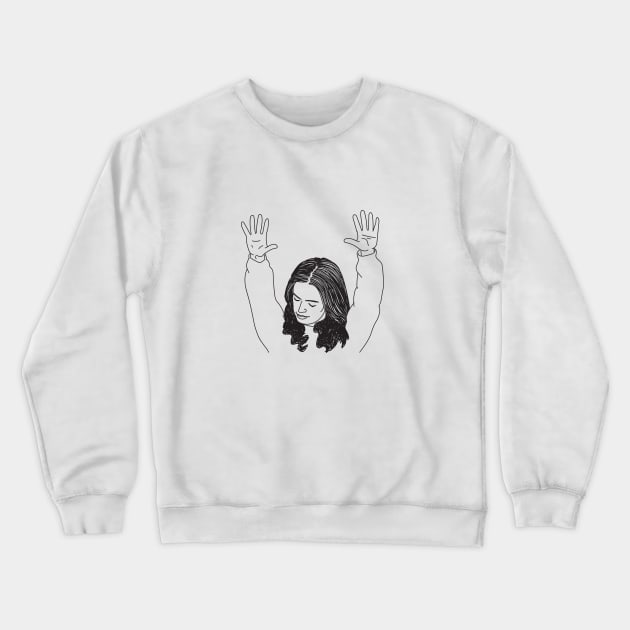 Girl with Hands Up Meme Crewneck Sweatshirt by Meme Gifts